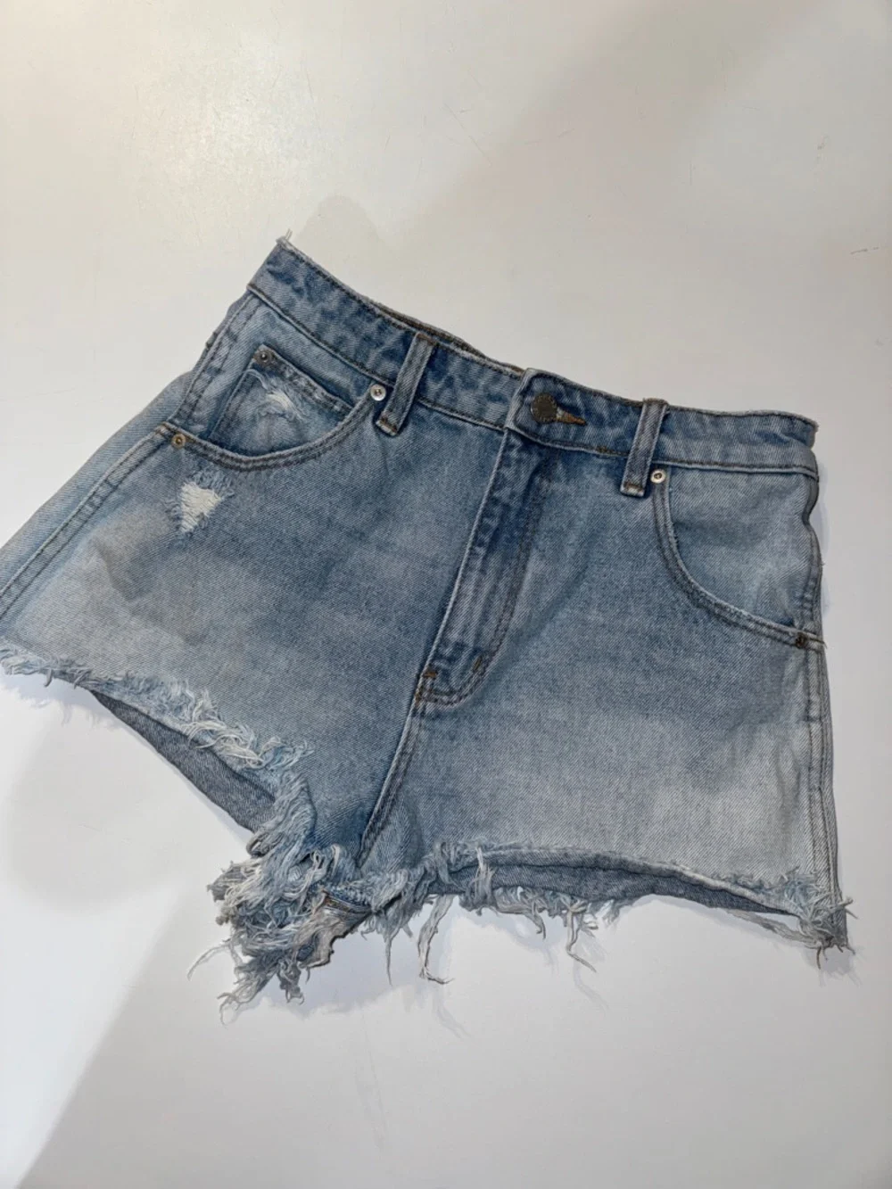 ROLLA'S Dusters High-Rise Slims‎ Light Blue Distressed Denim Shorts